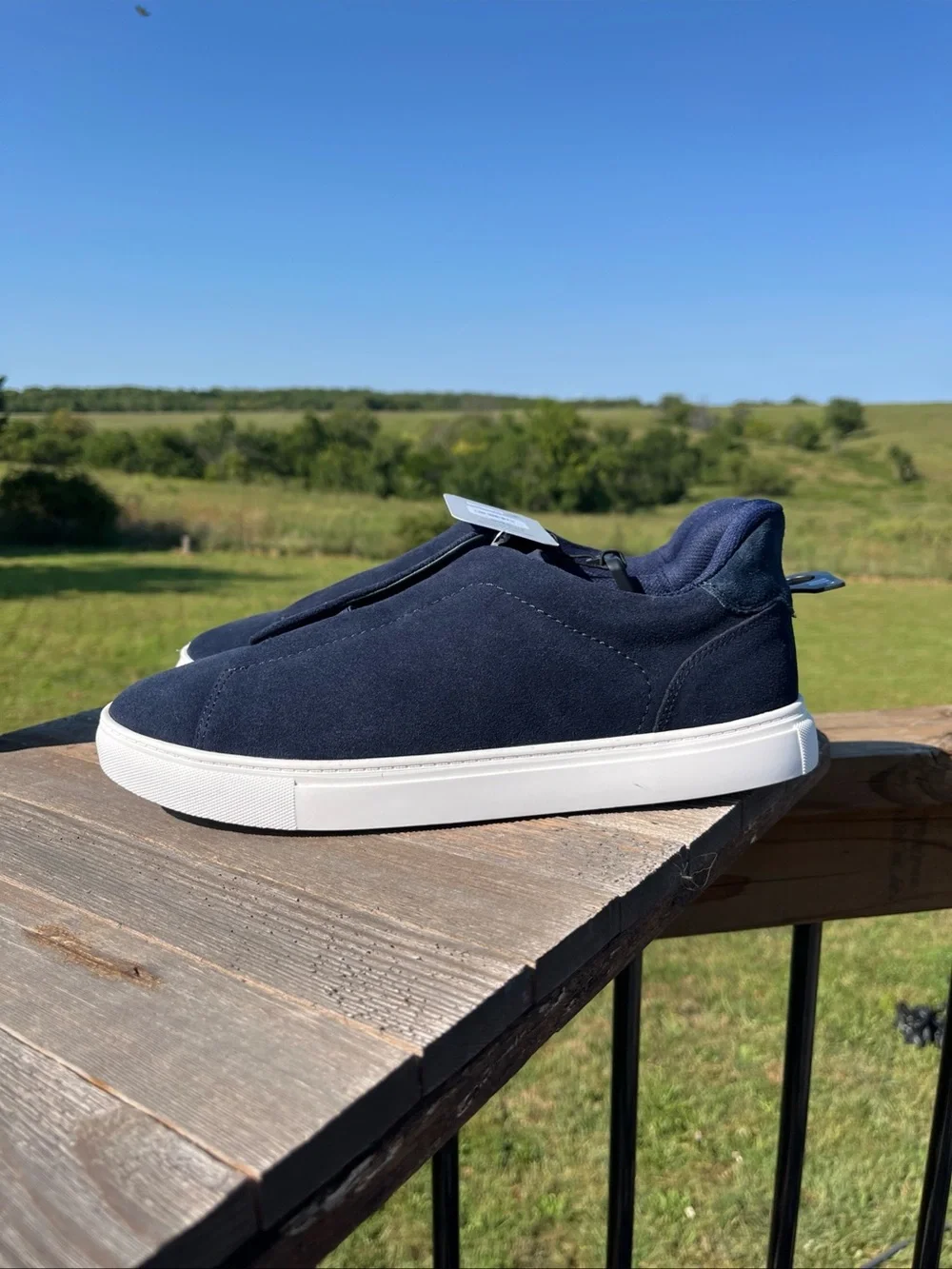 George Men’s Navy Blue Suede-look Slip-on Sneakers Size 10.5